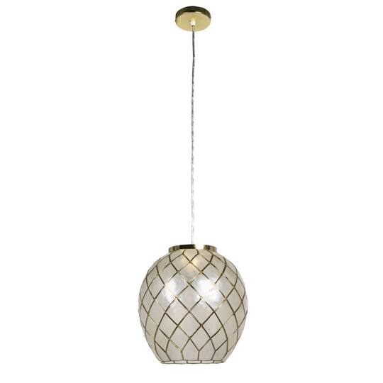 Hello Honey® Marina Natural Capiz & Gold Metal Orb Pendant Ceiling Light